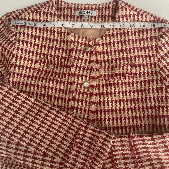 💎🤍🌷Stylish Red and White Houndstooth Jacket - Picture 8 of 14
